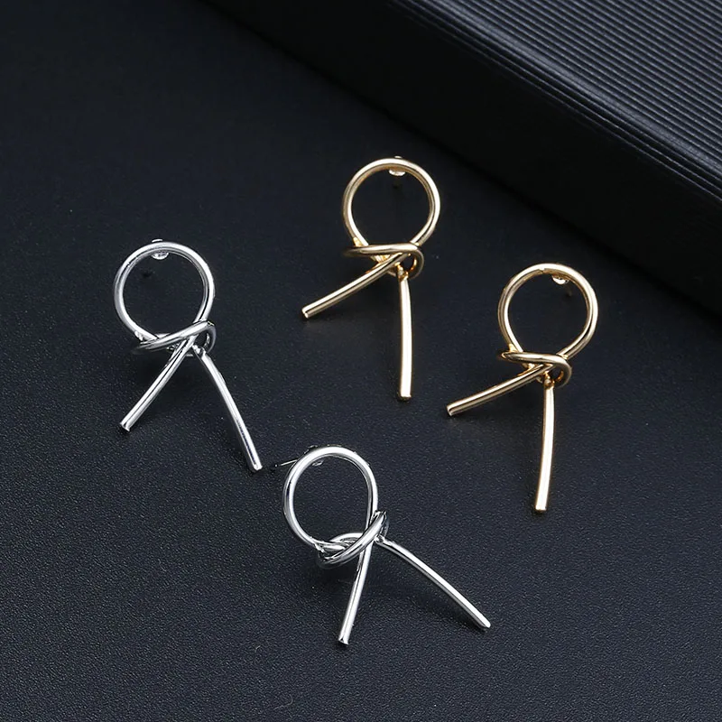 

New Vintage Earrings Knotted Earrings for women gold color Geometric statement earring fashion jewelry Gift