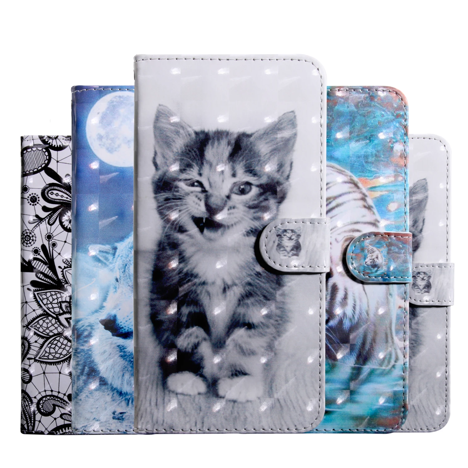 

For MOTO E4 Plus Case 3D Painting Flip Case For MOTO E4 EU Version Cover PU Wallet Leather Case Protective Cover