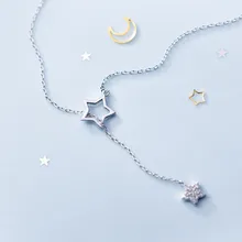 1 шт., Настоящее серебро, 925, хорошее ювелирное изделие, открытая Звезда, Лариат, "Y", кулон, длинный свитер, ожерелье, laceglx1847