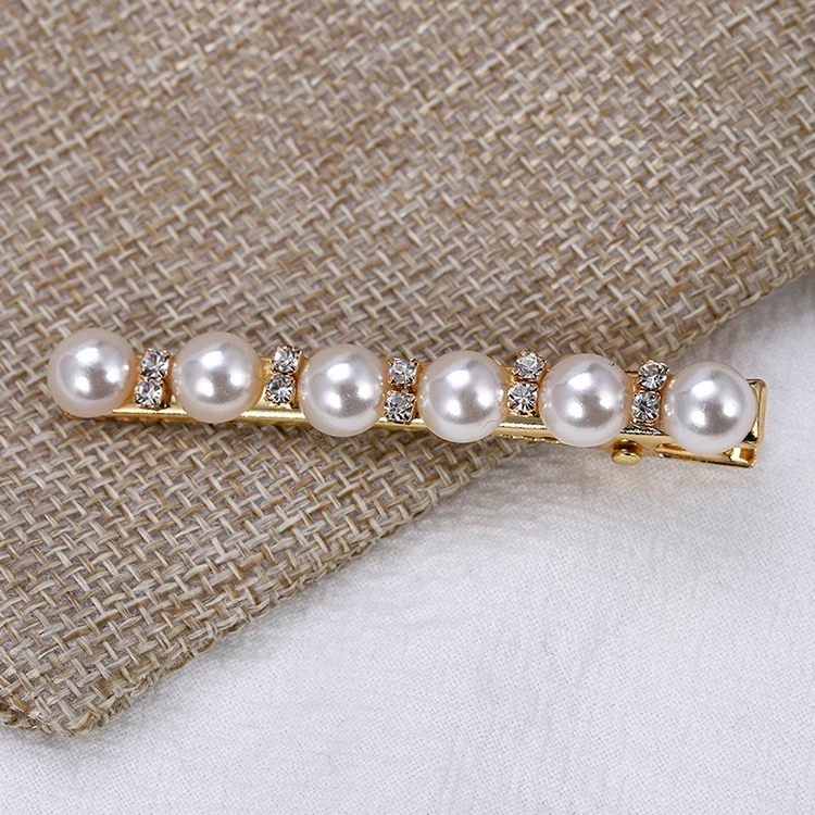 

New Fashion Popular Section Rectangular Rhinestone Imitation Pearl Wild Small Fresh Hairpin Sweet Rotten Girl Bangs Hairpin