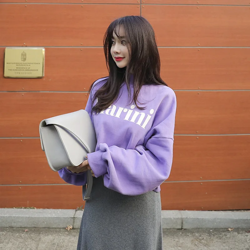 

Turtleneck Vests Women 2019 Spring New Semi-high Collar Lettered Printed Vests Casual Loose Women Fleece Jacket Sweatshirt
