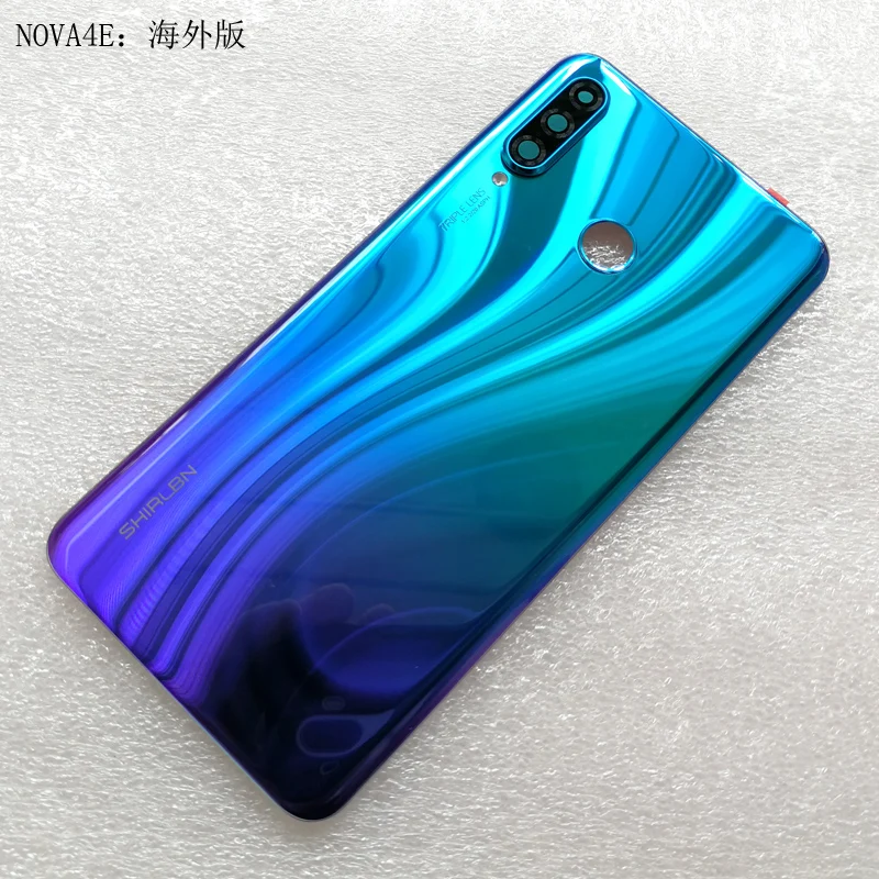 Для huawei P30 Lite/Nova 4E Задняя крышка батареи задняя панель корпуса Дверь с камерой стеклянная рамка объектива запасные части