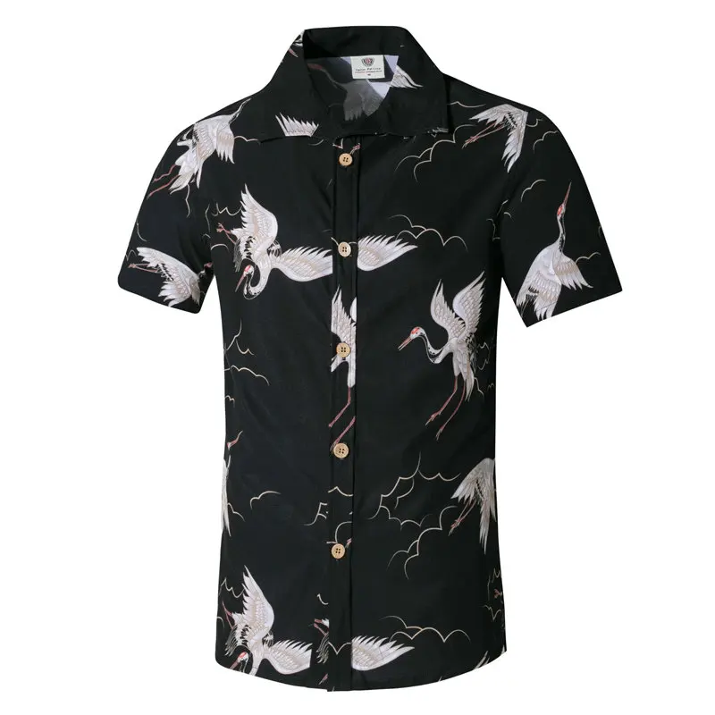 Ретро camisa masculina с животным принтом Мужская Повседневная пляжная рубашка мужская рубашка дышащая мужская гавайская рубашка Азиатский Размер 5XL - Цвет: Asian size