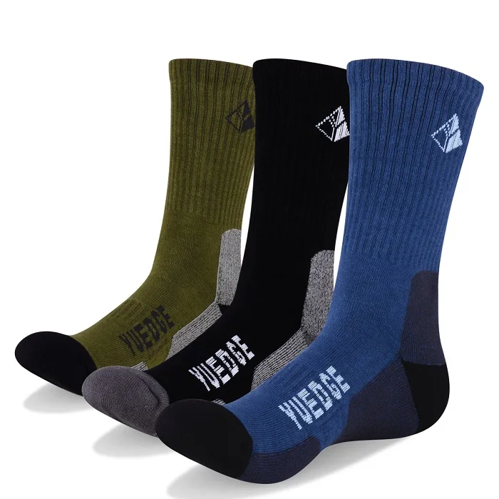 YUEDGE/высококачественные повседневные мужские деловые носки для мужчин, хлопковые брендовые носки для кроссовок, быстросохнущие черные белые длинные носки, 3 пары - Цвет: 1803