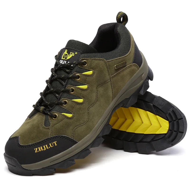 Теплая зимняя обувь для пешего туризма, низкие теплые кроссовки для альпинизма, большие размеры, мужская и женская обувь с хлопковой подкладкой, 36-47 - Цвет: thick green