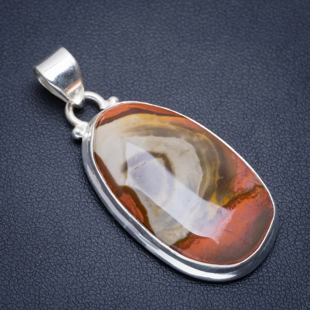

Natural Imperial Jasper Handmade Unique 925 Sterling Silver Pendant 1.75" A1778