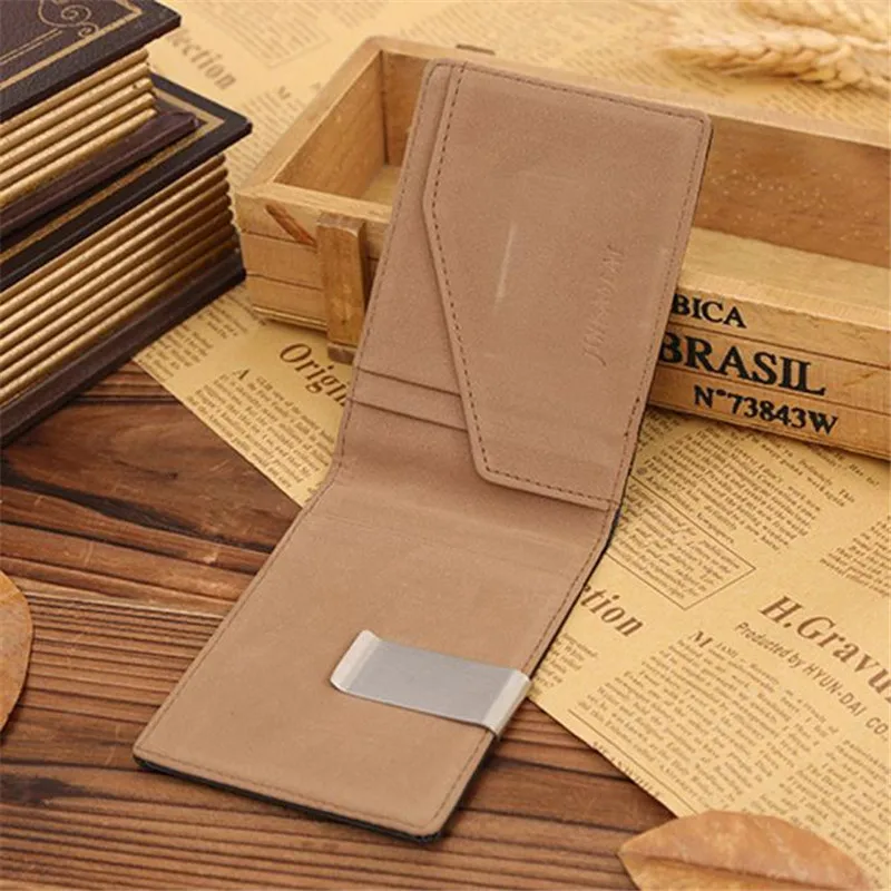 

2018 New Men's Leather Money Clip Magic Wallet Credit Card ID Holder Male Solid Purse