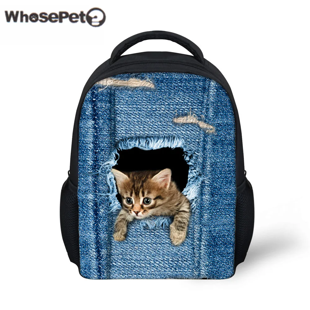 

WHOSEPET Cute Cat Mini Backpack For Baby Kids Shoulder Bag Animals Printing Backpacks 12 inch Small Kids Preschool Satchel Blue