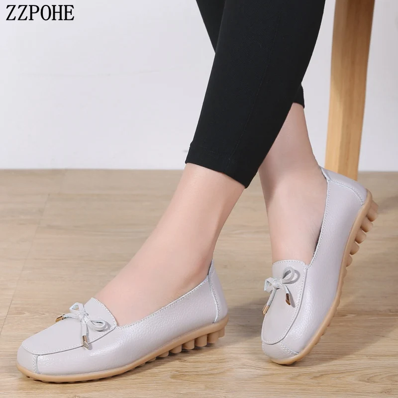 ZZPOHE/новые модные мягкие женские туфли из натуральной кожи на плоской подошве