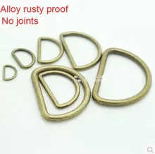 1.0/1.5/2.0/2.5/3.0cm Non ferrous D ring buckle garment trimmings Rust proof Diy handmade bags taping d alloy half round buckle