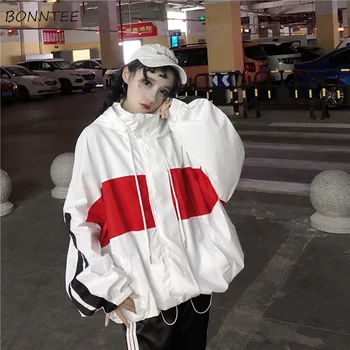 

Jackets Women Patchwork Color Baseball Clothing BF Harajuku Chic Womens Ulzzang Leisure Spring Coat Zipper Hip Hop Jacket Letter
