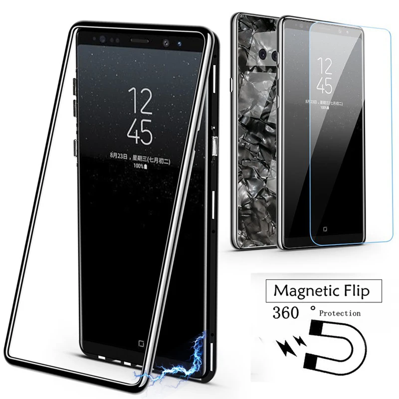Note9 360 Magnetic Flip Case For Samsung Galaxy S9 S8 Plus S7 Cases Glasses Cover Note 9 8 Edge Coque | Мобильные телефоны и