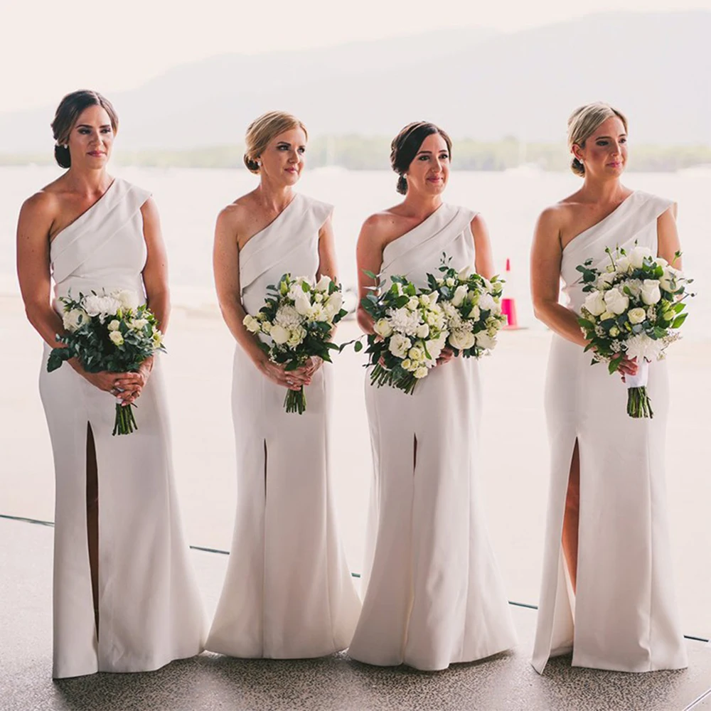 

Bbonlinedress Sheath Spandex Bridesmaid Dresses 2019 One Shoulder Bridesmaid Dress Long With Split Party Dresses