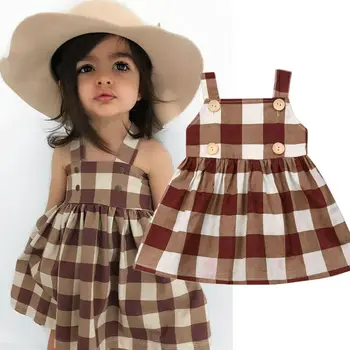 

Pudcoco Toddler Baby Girl Dress Off Shoulder Plaids Strap Dress Princess Tutu Sundress1-7Y