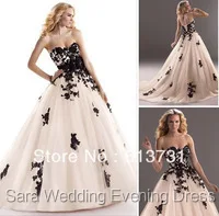 Vintage A Line Black lace champagne Wedding dresses Bridal Gown with Lace up back 3MT781
