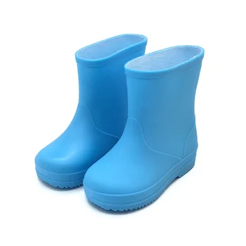 

Kids Rainboots Pure Candy Color Waterproof Antiskid Toddler Infant Middle Tube Slip-on Boys Girls Rain Boots