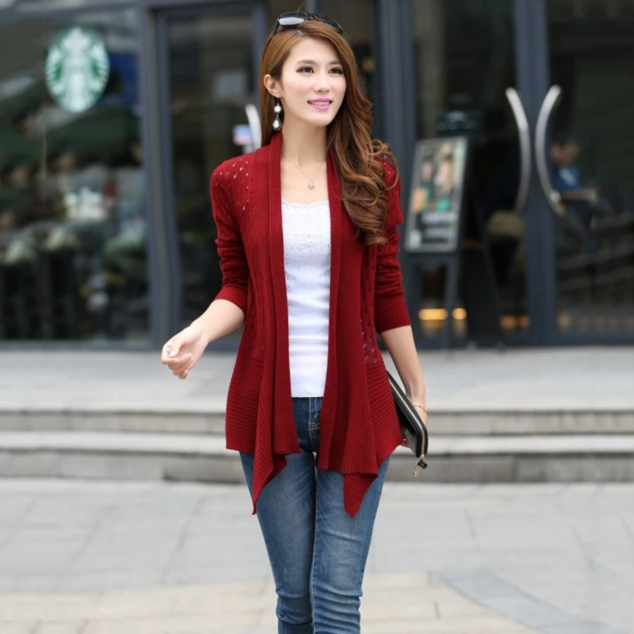 Chompas Mujer 2016 Nuevo de Las Mujeres chaqueta de Punto Fino Femenino de Manga Larga Irregular Del Suéter Outwear Gilet Femme Manche Longue _ - AliExpress Mobile