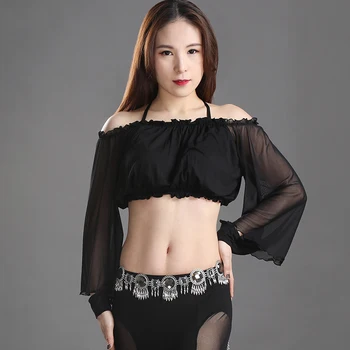 

Belly Dance Top Women Sexy Black Long Sleeve Bellydance Clothing Indian Adult Carnival Performance Belly Dancing Wear DN2798