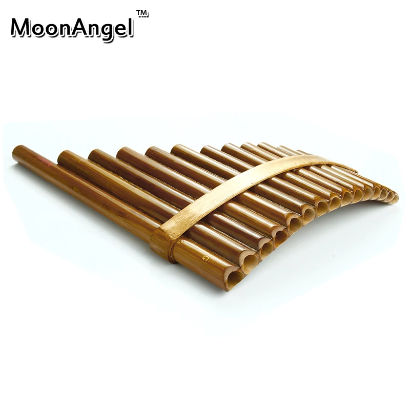 15 Pipes Pan Flute Item Woodwind Flauta G Key Curved Handmade Bamboo