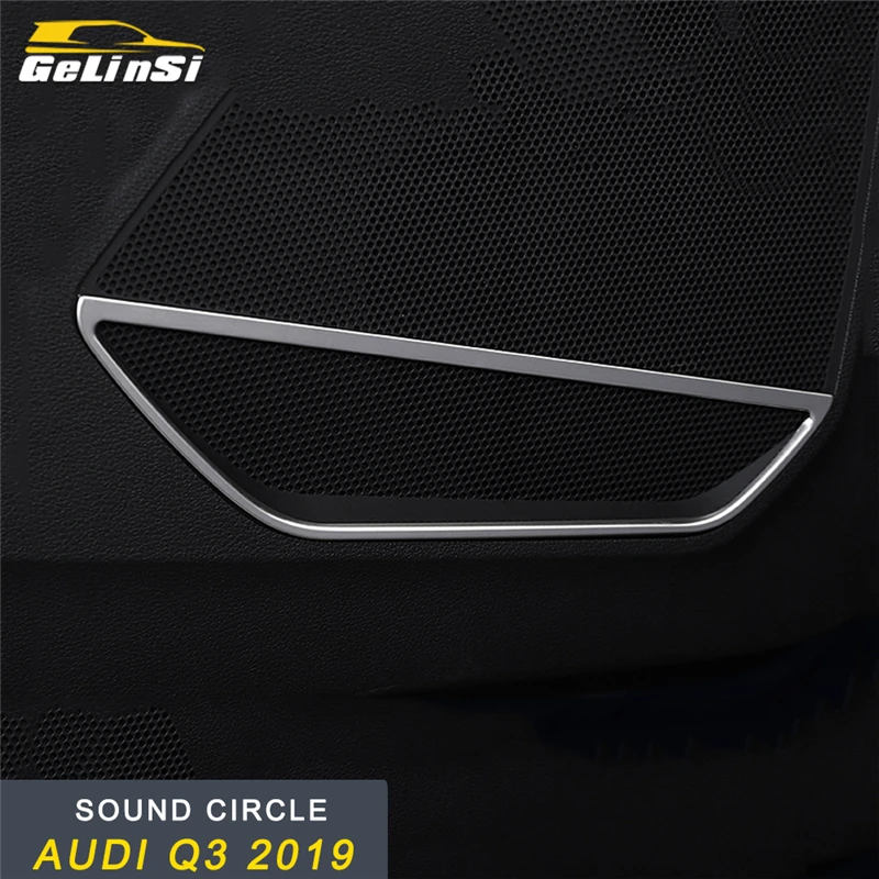 

GELINSI Car Styling Door Gate Loudspeaker Sound Circle Cover Trim Frame Sticker Chrome Interior Accessories for Audi Q3 F3 2019