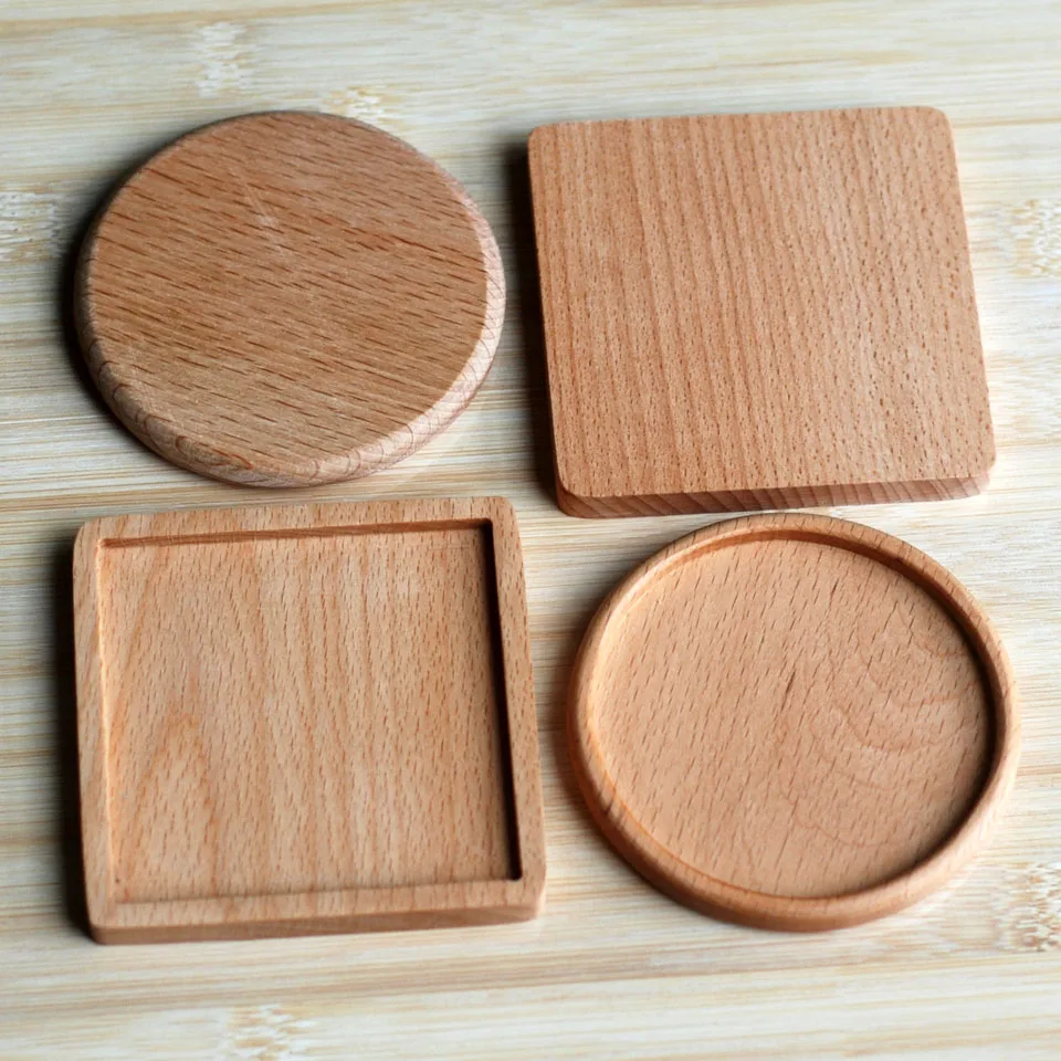 EgoClassic 6 pcs/lot Solid wood Coaster F001026 Beech wood Placemats