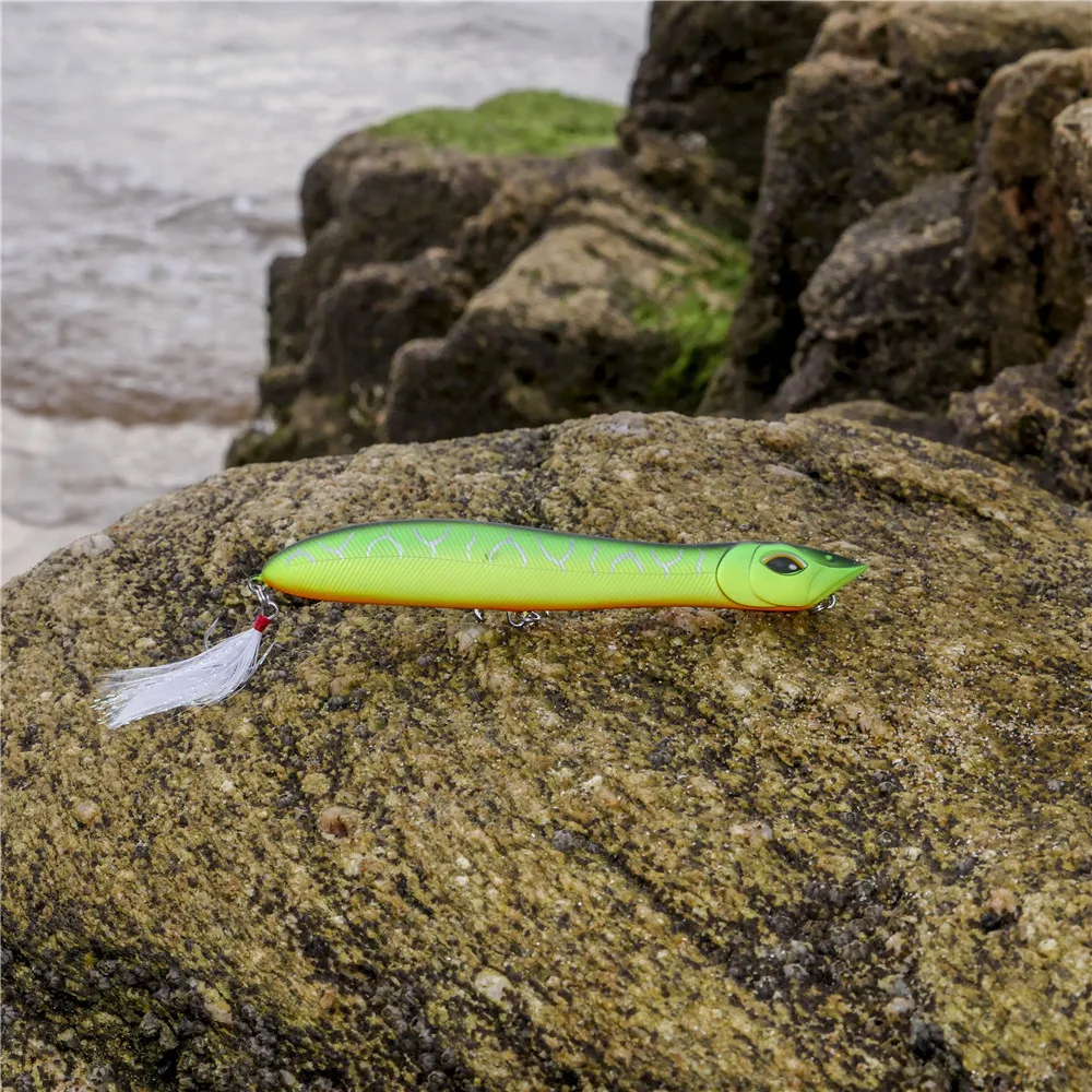 Le-Fish голова змеи 140 мм/25 г рыболовные приманки плавающий кренкбейт морской бас Щука приманка-Карандаш Поппер с перьями крючки