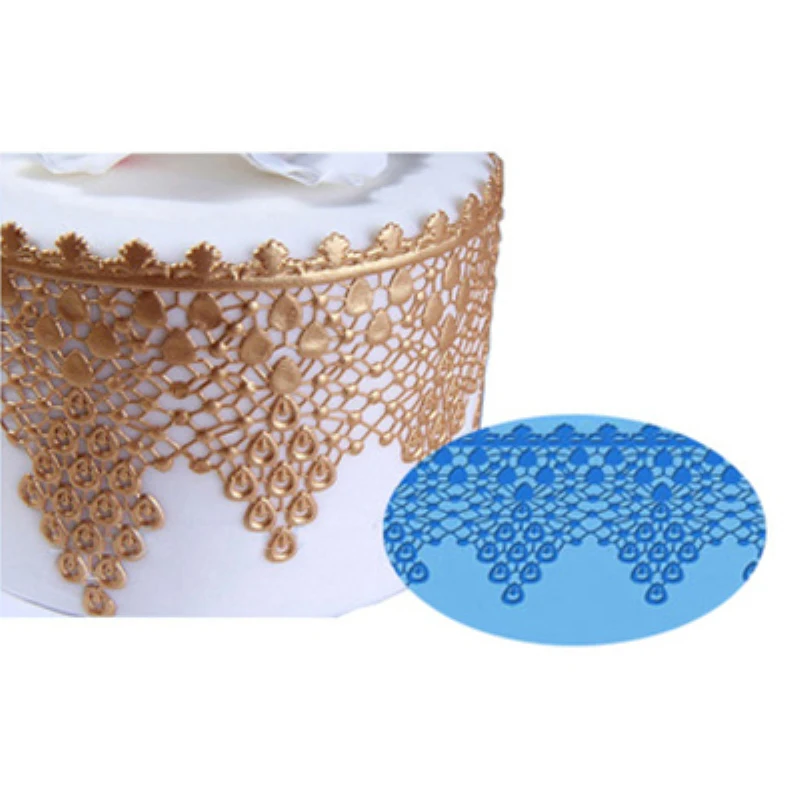 

Silicone Texture Mat Tassel Shape Gumpastes Mold 3D Lace Impression Decorative Wedding Cake Bakeware