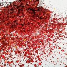 50 грамм x лазерный красный цвет блестки смешанный шестигранник в форме порошка для DIY украшения для ногтей и блестки для ногтей