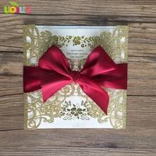 Бесплатный лук 25 набор inc43 Синяя лазерная резка, для свадьбы Пригласительные открытки поздравительная открытка персонализированный заказ, карта цвета слоновой кости