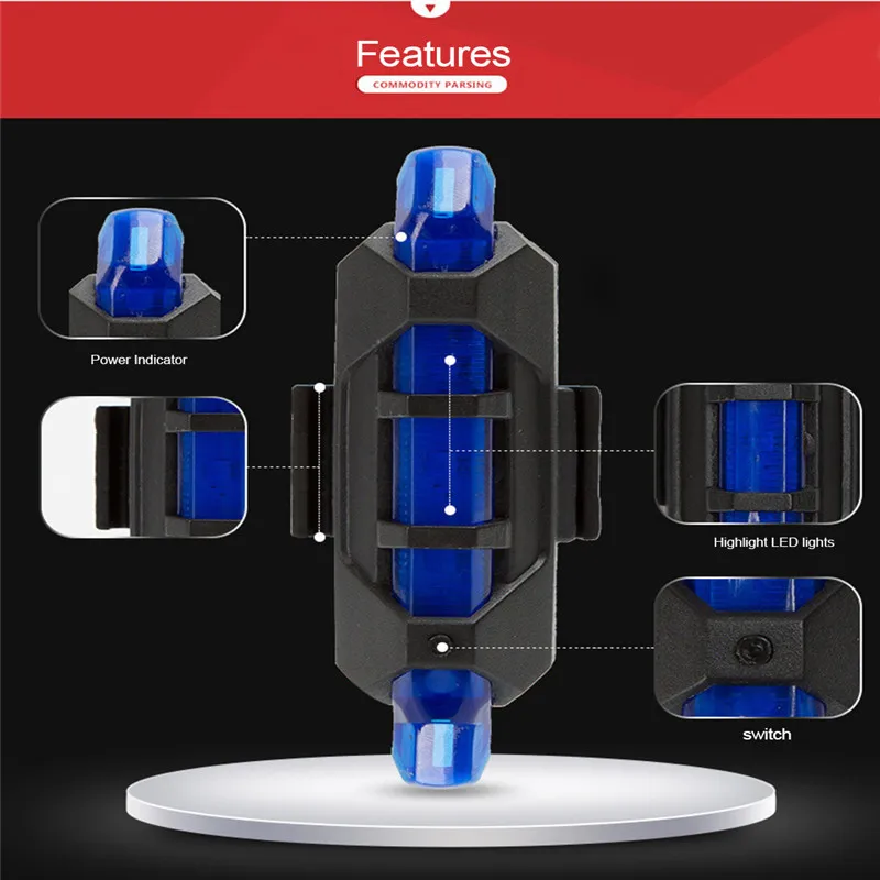 Clearance Outdoor Riding Cycling bicycle light Waterproof Taillight 5 LED USB Rechargeable MTB road Bike Safety Warning Light Rear Light 1 Clearance Outdoor Riding Cycling bicycle light Waterproof Taillight 5 LED USB Rechargeable MTB road Bike Safety Warning Light Rear Light 1