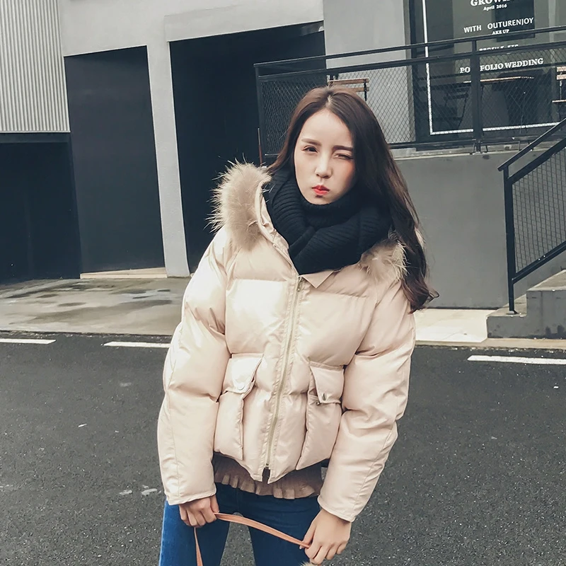 Laveur Rembourré Manteau Naturel noir 2018 jaune Parka À jaune Rose Veste Femmes Capuche De D'hiver Fourrure noir Beige Coton Réel rose Raton beige 4ftwgq6
