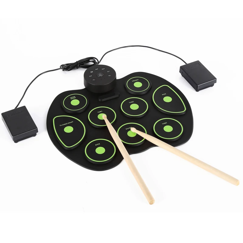 

BMDT-9 pads Professional Drum Pad Foldable Silicon Kit with USB Portable Cylinder Stick Electronic