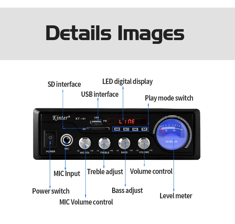 Kinter M1 MP3 Усилитель звука аудио Hifi Стерео усилители 2,0 каналов с SD USB ввод Поддержка микрофон металлический корпус