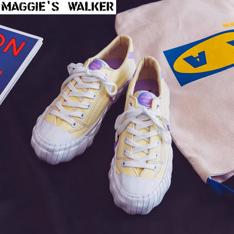

Maggie's Walker Women Casual Shoes Breathable Canvas shoes Lace-up Platform Casual Spring Shoes Size 35~40