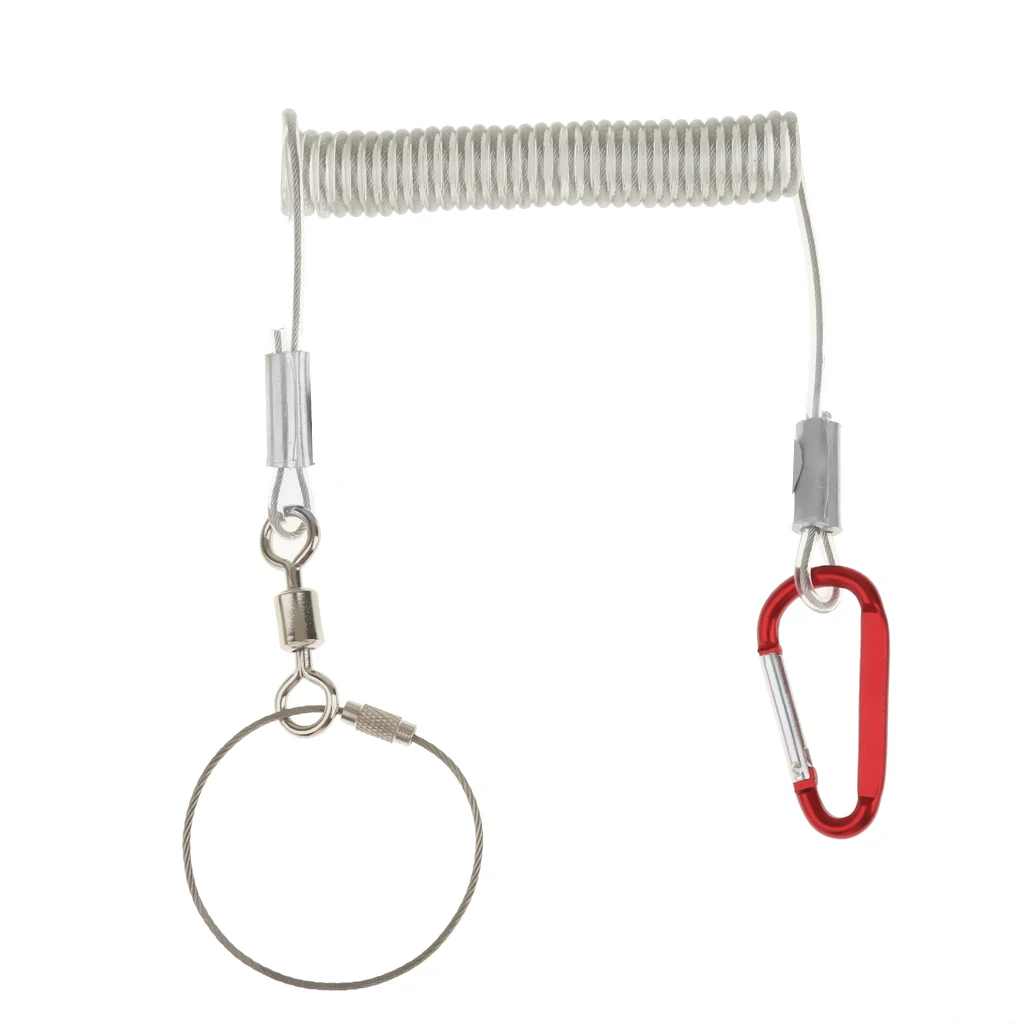 1.4M Steel Wire Retractable Fishing Lanyard Stretchy Coiled Rope String Coiled Tether Safety Line