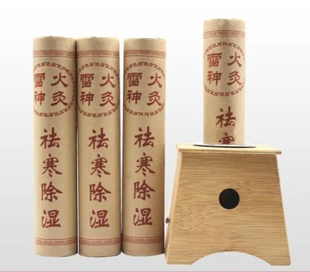 

4cm fire moxibustion box with 10 pcs herb moxibustion massage stick acupuncture body massage apparatus