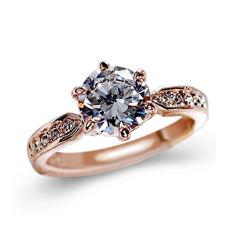 

QCOOLJLY AAA Zircon Engagement Rings for women Rose gold color Wedding rings female anel Austrian Crystals Jewelry top quality