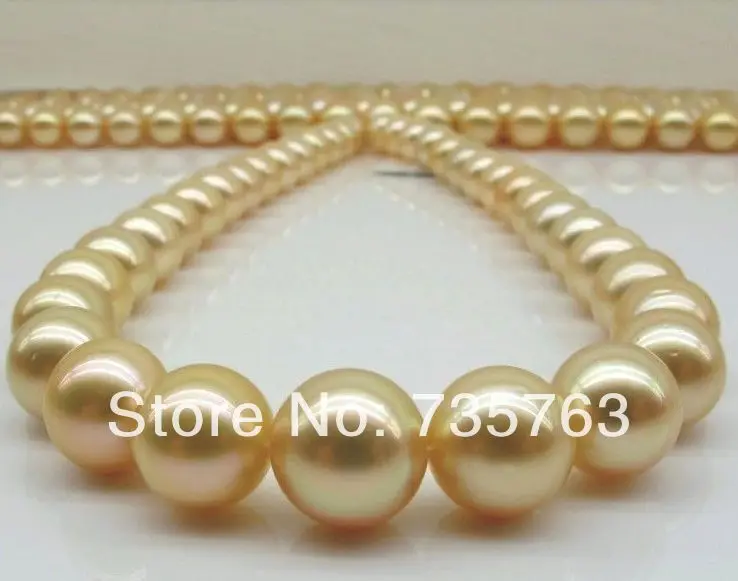 

xiuli 001224 11-12MM GENUINE NATURAL SOUTH SEA GOLD PEARL NECKLACE