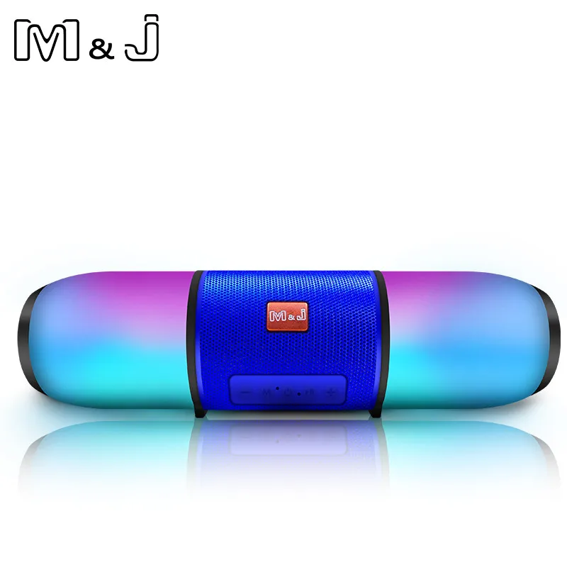 M& J красочный портативный светодиодный Bluetooth динамик s беспроводной небольшой музыкальный аудио TF USB FM светильник стерео звук динамик для телефона с микрофоном - Цвет: Синий