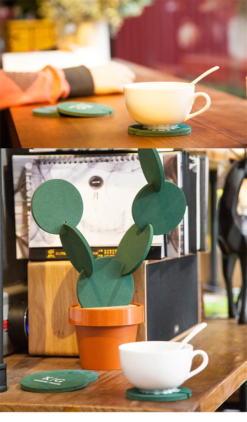 Creative Table Placemat Cactus Coasters Individual Silicone Cup Mat Stand Under Modern Home Decoration Kitchen Accessories