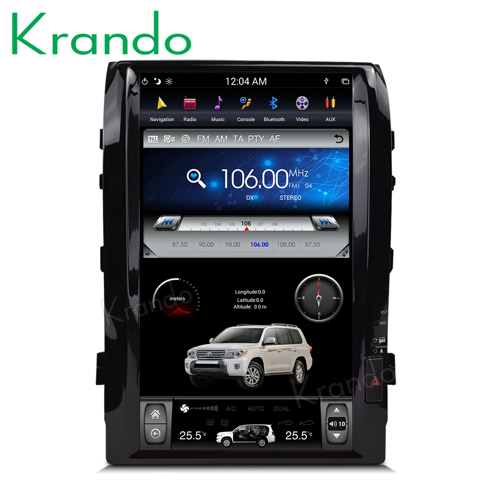 Excellent Krando android car radio 8.1 16"  Vertical screen car multimedia for Toyota Land Cruiser 200 VX-R GX-R 4.6L 4.7L 5.7L 2008-2015 3