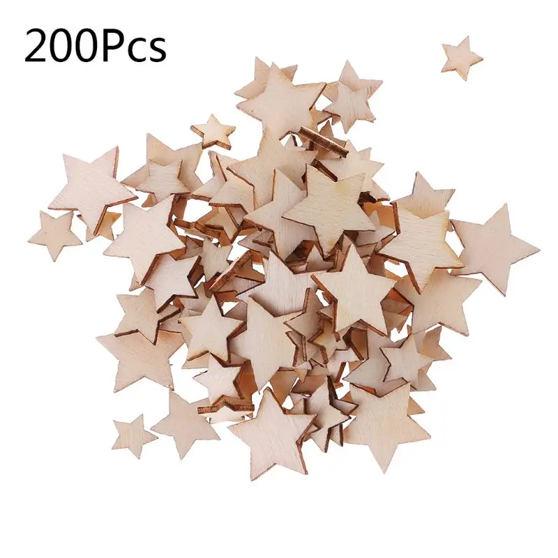 

200pcs Wooden Star Shape Laser Cut Embellishment Wooden Craft Wedding Decor