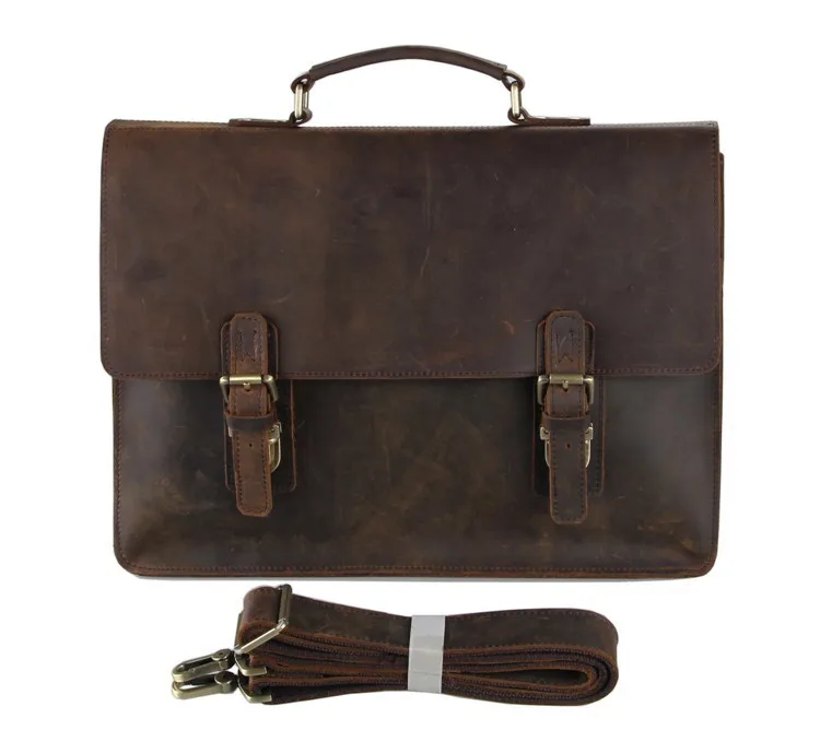 Nesitu высокое качество Винтаж Пояса из натуральной кожи Для мужчин Crazy Horse кожа Портфели сумка 14 ''ноутбук сумка портфель # m7223