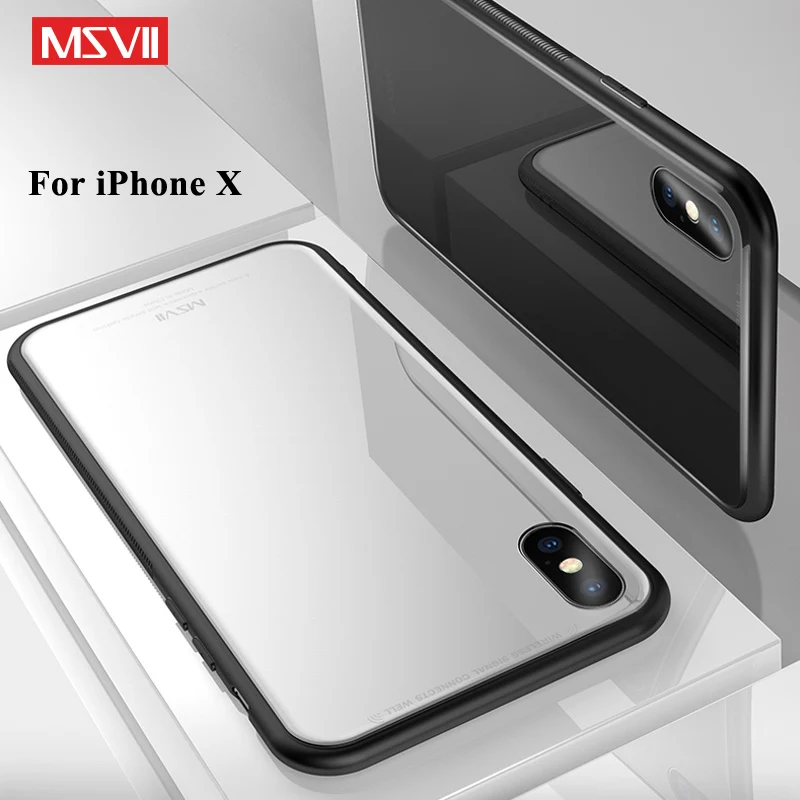 Чехол Msvii для iPhone X чехол тонкий роскошный 10 силиконовая рамка + Зеркальное стекло