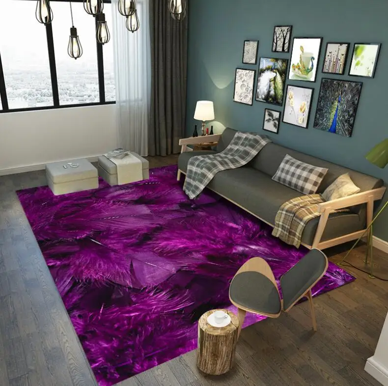 Nordic Style Carpets 3D Peacock Print Thicken Carpet For Living Room bedside Bedroom Feather Rug Household Flannel Mat/Rugs Nordic Style Carpets 3D Peacock Print Thicken Carpet For Living Room bedside Bedroom Feather Rug Household Flannel Mat/Rugs
