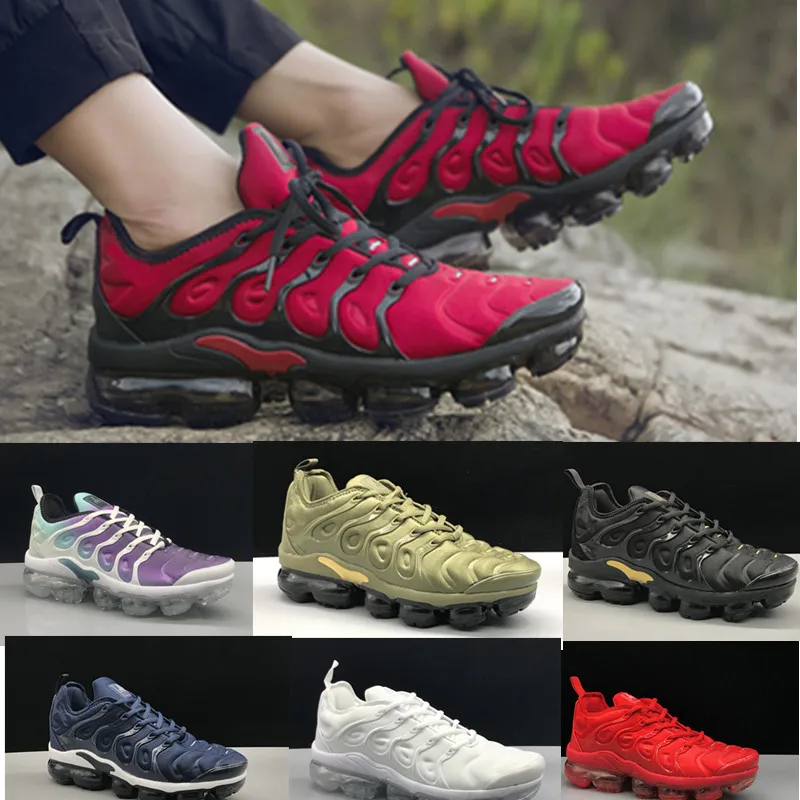 

2019 Tn Plus Running Shoes Men and Women Athletic Sneakers Outdoor Sports Shoe Black White RedSize 36-45