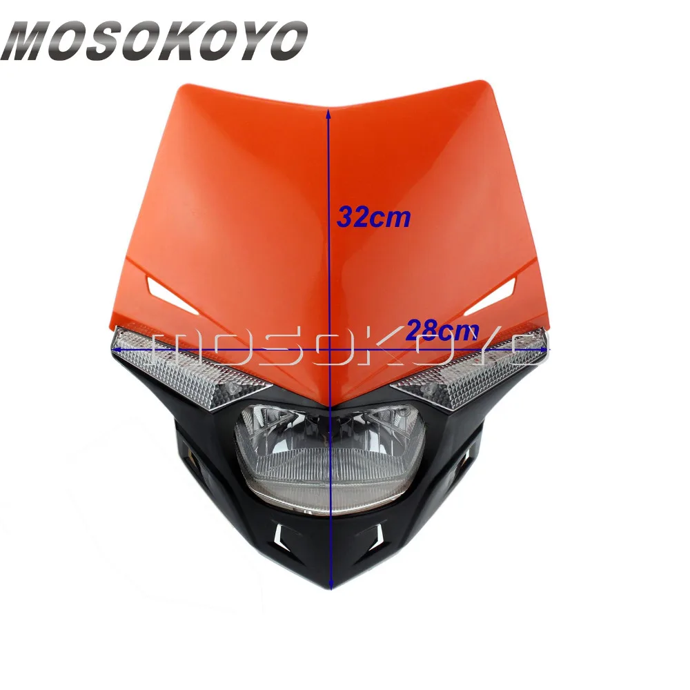 Universal Motorcycle Supermoto Headlight LED Dirt Bike Headlight Front Head Light For Yamaha YZ80 YZ85 YZ125 YZ250 YZ250F YZ400F YZ426F,Blue 