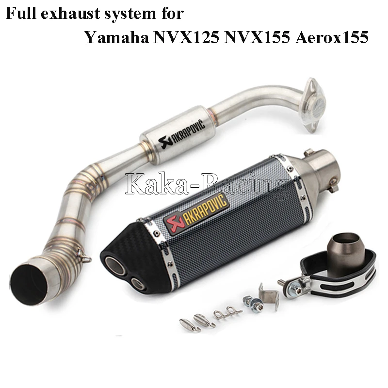 

For Yamaha NVX125 NVX155 NVX 155 125 Aerox155 Motorcycle Exhaust Full system Slip on pipe with Akrapovic Exhaust Muffler Escape