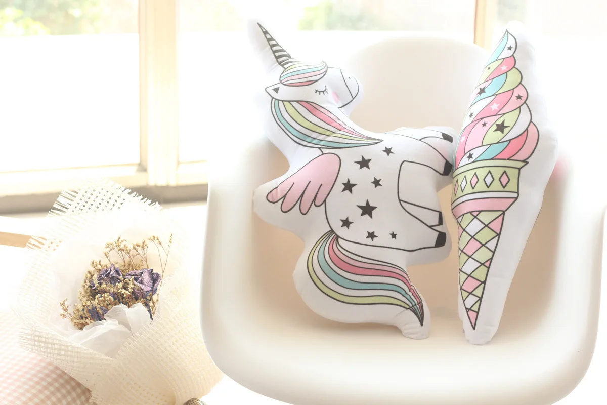 Creative Unicorn Cat Ice Cream Rainbow Cushion with Inner Stuffed Cute Pillow Home Decor Birthday Christmas Gift