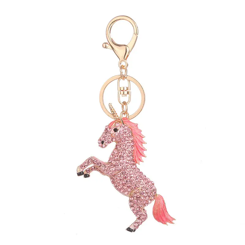 Unicorn key Ring Diamond Metal Pendant Bags Hanging Decorations Car
